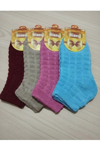 Efemicgiyimstore Bayan Çok Renkli Ters Havlu Kışlık Patik Çorap 12'li Paket