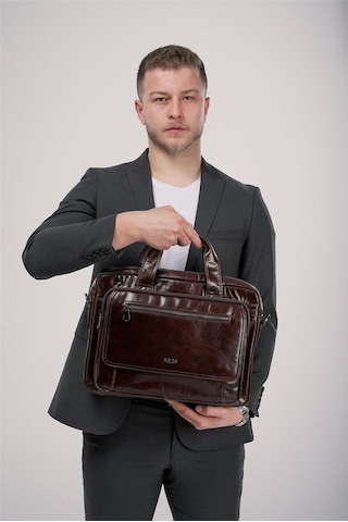 Ççs 71473 Hakiki Deri Evrak Çantası Kahve