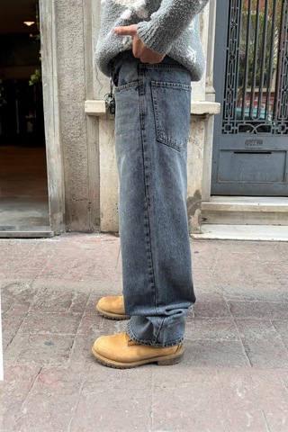 Flaw Çizgili Baggy Jean İndigo İndigo