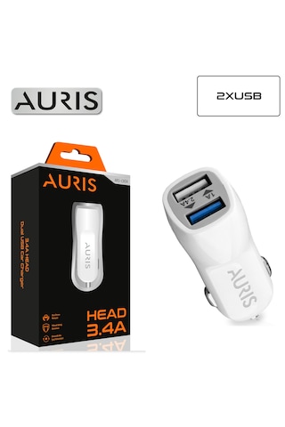 Auris Cr04 3.4a Araç Şarj Cihazi Oto Çakmaklık 2 Port Usb Başlık