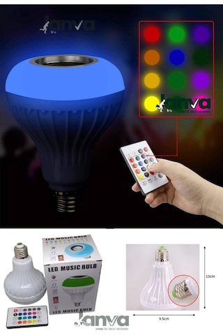 Kumandalı Bluetooth Hoparlörlü Akıllı Rgb Ledli Ampül Müzikli Ampül Ses Bombası