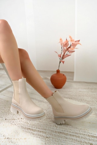 Nesil Shoes Dvm 5004 Bej Çift Lastikli Kadın Bot-bej Bej