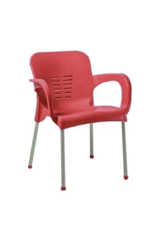 Sadikplastik 4 Adet Metal Ayaklı Eyfel Plastik Sandalye Kırmızı