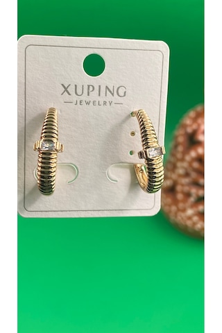 Xuping Rose Gold Uzun Taşlı Kadın Çelik Küpe Gold