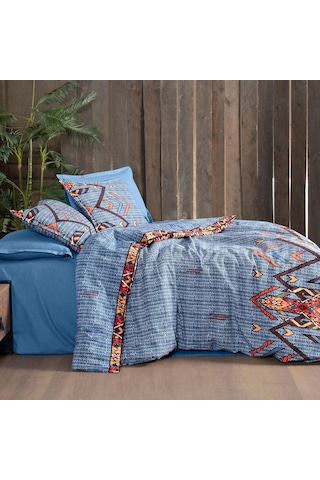Yakut King Size Battal Boy %100 Pamuk Flanel Pazen Nevresim Takımı Mavi MAVI