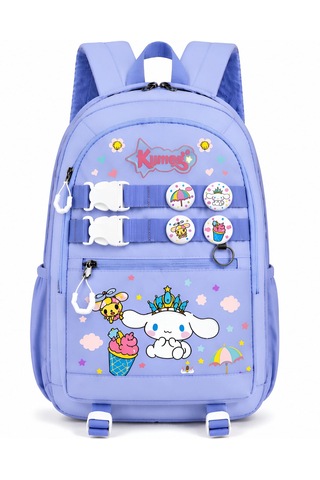 Cinnamoroll Baskılı Özel Tasarım Ortopedik Su Geçirmez Cüzdanlı Okul Çantası Termal Beslenme Ve Kalemlik Mavi