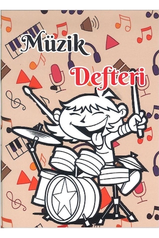 Müzik Defteri Büyük Boy A4 40 Yaprak Karton Kapak Sol Anahtarlı Kareli Müzik Defteri 1 Adet