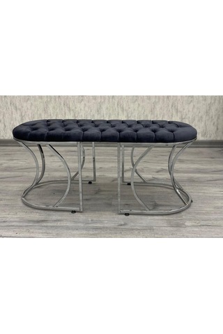 Lüks Puf Bench Gümüş Gümüş