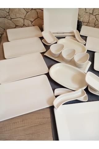 Kahvaltı Takımı 12 Kişilik 26 Parça Mat Krem Siera Krem