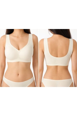 Dikişsiz Lazer Kesim Geniş Askılı Kopçasız Konfor Sütyen Bralette Best Bra Lazer84 Ekru