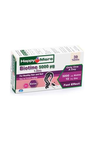 Happymore Biotin Ve Çinko İçeren 30 Tablet Takviye Edici Gıda