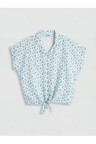 LC Waikiki Lcw Kids Yeşil Çiçekli Kız Çocuk Gömlek Pale Green Prınt