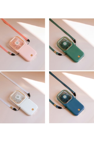 Honmex Boyun Bağlı Taşınabilir Fan, 3 Hızlı, 180 Açı Ayarlı, Telefon Tutucu Ve Power Bank Özellikli, Pembe