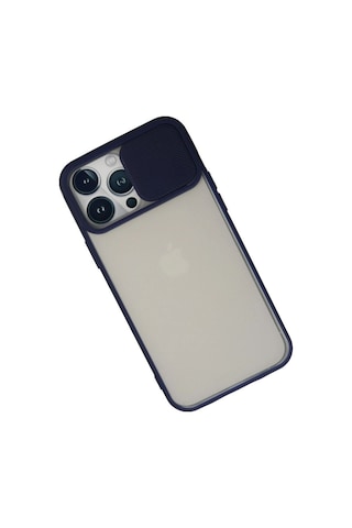 Apple İphone 13 Pro Max Kılıf Palm Buzlu Kamera Sürgülü Silikon - Lacivert