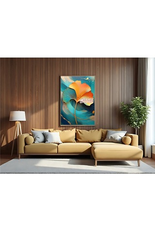 Tablo Ahşap Çerçeveli Tablo Çerçeveli Poster Gingko Biloba Tek Yapraklı , Çiçek Temalı Tablo