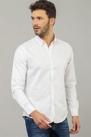 Tudors Slim Fit Dar Kesim Oxford Spor Erkek Gömlek-19310 Beyaz