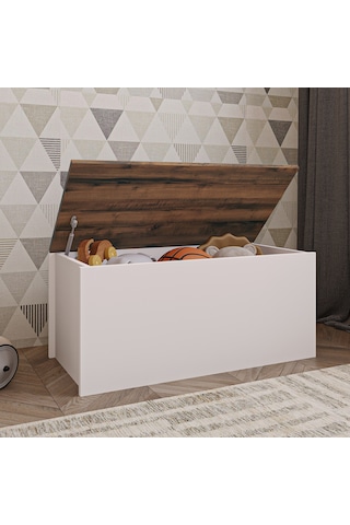 Florya Çok Amaçlı Oyuncak Ve Depolama Sandığı - Antrasit Ve Beyaz - 90 Cm - Beyaz