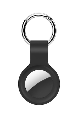 Apple Airtag 1 - Airtag 2 Uyumlu Silikon Kılıf Anahtarlık Siyah