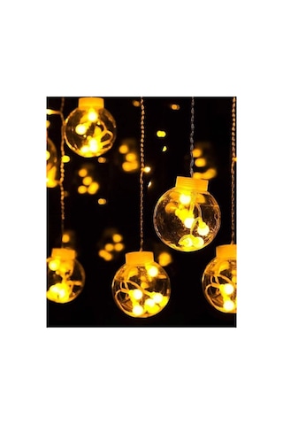 Dekoratif Işıklı Saçaklı Top Perde Led Fişli 8 Fonksiyonlu Günışığı Gün Işığı