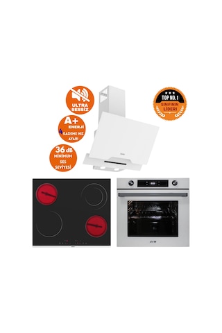 Afm Tech Ve Ferre Dust Sessiz Vitro Elektrikli Beyaz D064-SA + MS263 + FM7701 Ankastre Set