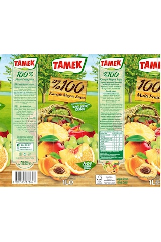 Tamek %100 Karışık Meyve Suyu 1 Lt X 6 Adet