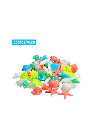 Ruicoo Akvaryum Işıklı Dekoratif Taşlar - Resin Malzeme, Gece Parlaklığı, 200 Adet/ Paket, Çeşitli Renkler