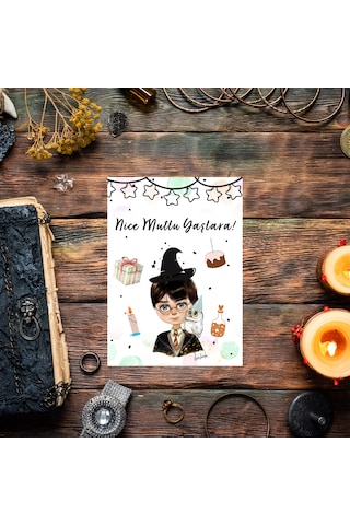Harry Potter Çizimli Doğum Günü Tebrik Kartı Zarflı 5 Adet