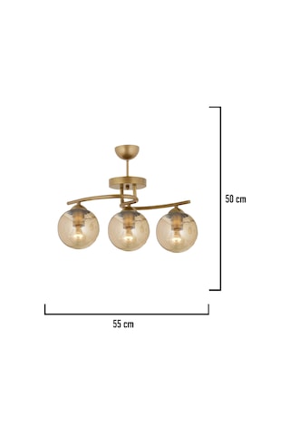 Elite 3 Başlıklı Eskitme Balon Camlı Salon Avize