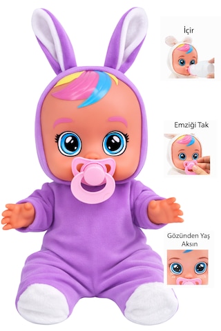 Ağlayan Ve Konuşan Et Bebek 20 Cm Su İçen Bebek Oyuncağı 3+ Yaş Lila