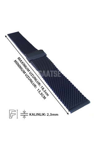 18mm Lacivert Kalın Hasır Çelik Spor Saat Kordonu