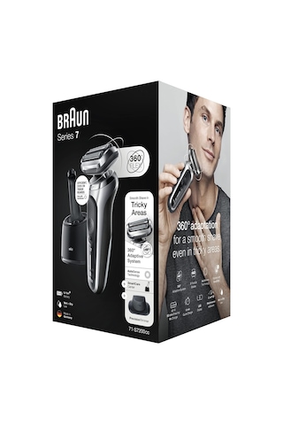 Braun Series 7 71-s7200cc Elektrikli Islak Ve Kuru Tıraş Makinesi, Smartcare Merkezi Sistemli Ve Hassas Düzeltici, Pil, Kablosuz, Folyolu, Gümüş