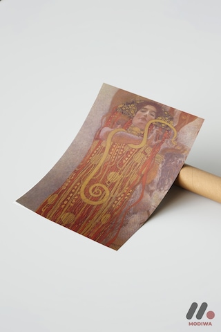 Gustav Klimt Altın Figür, Çerçevesiz Yüksek Kalite Duvar Afişi - Sanatsever Hediyesi