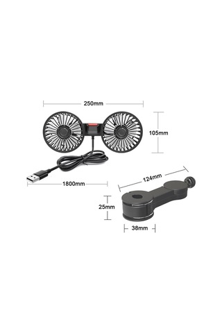 Araba Koltuğu Cing Fan Usb Şarj Çift Kafa Fan Fan Derecesi Rotasyon Ventilasyon Fanı Off-road Araba Kamyonu Otobüs İçin Yaz Boyun Cer