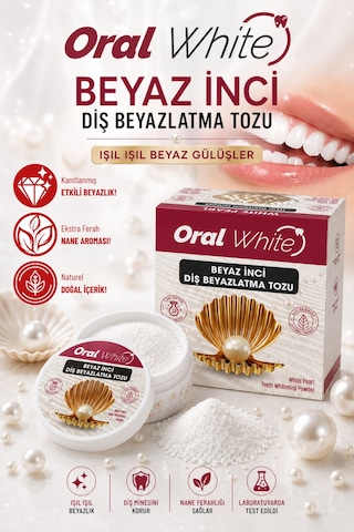 Oral White Premium Series Beyaz İnci Diş Beyazlatma Tozu 50 Gr İnci Tozu