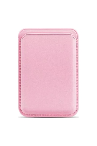 Bideri Magsafe Deri Cüzdan Toz Pembe