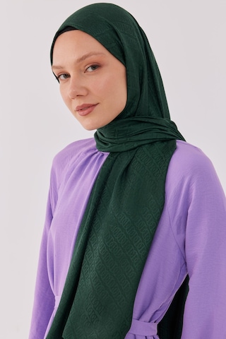 Mirsoy Scarf Halka Desen Parlak Jakar Şal - Zümrüt Zümrüt