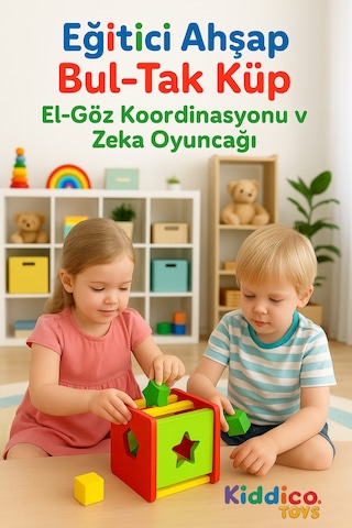 Eğitici Ahşap Bul-tak Küp El-göz Koordinasyonu Ve Zeka Oyuncağı