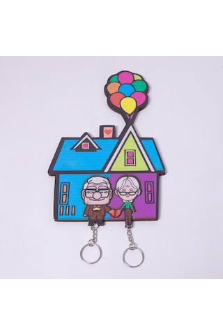 Yukarı Bak Carl Ve Ellie Kalpli Çift Anahtarlığı Ve Askısı-2604