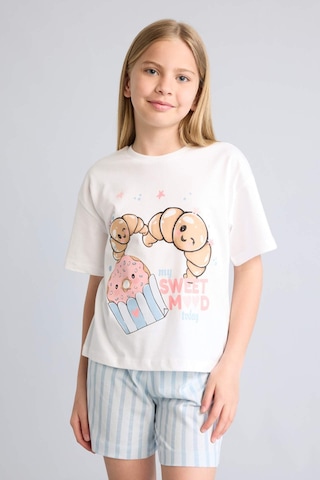 Defacto Regular Fıt 2li Beyaz Pijama Takımı Kız Çocuk H5585a826smwt34 Beyaz-wt34