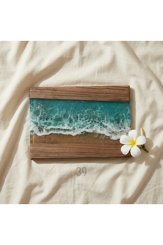 Bright Ocean Ceviz & Epoksi Sunum Tahtası 24x32 Cm Ceviz