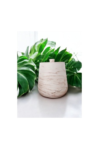 2 Parça Beton Çöp Kovası Banyo Mutfak Tuvalet Wc 18 Cm 4 Litre Kapaklı Kutu Bej