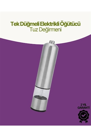 Elektrikli Baharat Öğütücü Pilli Paslanmaz Çelik Otomatik Tuz Karabiber Değirmeni