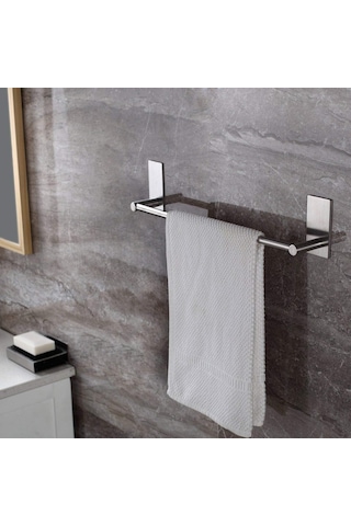 Paslanmaz Çelik 40cm Havluluk Askılık - İnox - Kendinden Yapışkanlı - Vida Yok Çok Renkli