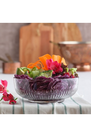 LAV Tokyo Cam Salata Kasesi Tekli Büyük Boy 1500 ml Yuvarlak (Sunum Kasesi , Hazırlık Kasesi)