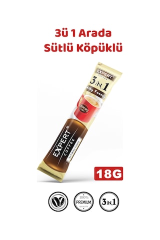 3 Ü 1 Arada Sütlü Hazır Kahve 24 Lü 18g Yumuşak İçim, Dengeli Tat, Tek Porsiyon