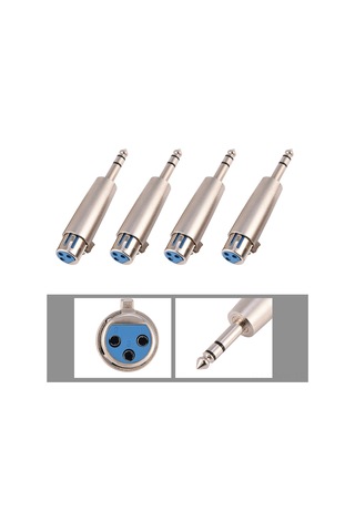 Moveevo 4 Adet Çinko Alyuminyum 3-pin Xlr Dişi Stereo 6.35mm 1/4" Adaptör - Yüksek Konduktif, Gürbüz Ve Ses Gürültüsü Dirençli