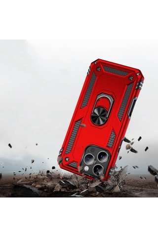 Kilifone - İphone 16 Pro Uyumlu Kılıf Koruyucu Yüzüklü Çift Katman Vega Kapak - Siyah - T33263