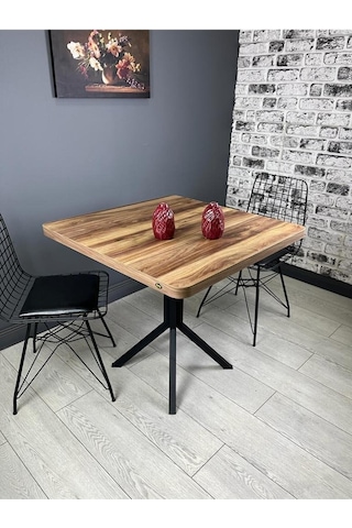 Roma Kemençe Mutfak Yemek Masası Balkon Masası Kavisli Köşe Metal Siyah Ayak 80 Cm
