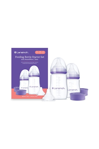 Lansinoh® 160 ML, 240 ML Biberon ve NaturalWave® Biberon Emziği Başlangıç Seti (1-6 Ay+)