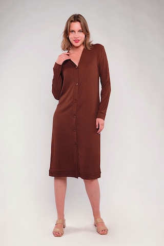 Gabria Ön Düğmeli Seul Uzun Hırka Kahverengi